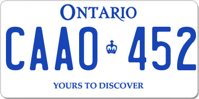 ON license plate CAAO452