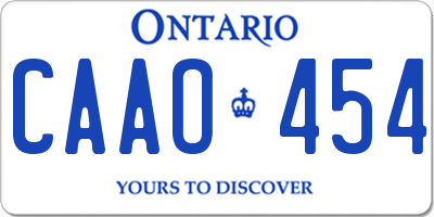 ON license plate CAAO454