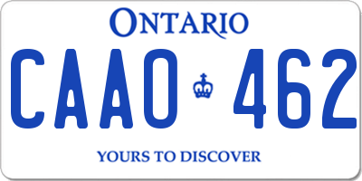 ON license plate CAAO462