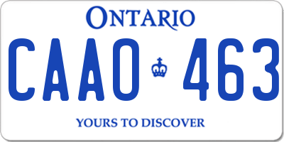 ON license plate CAAO463