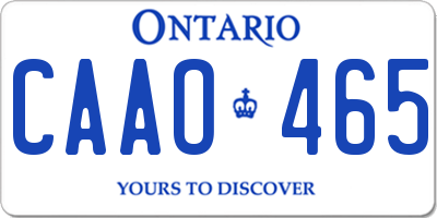 ON license plate CAAO465