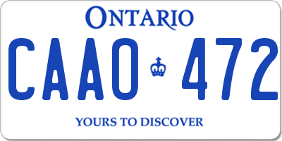 ON license plate CAAO472