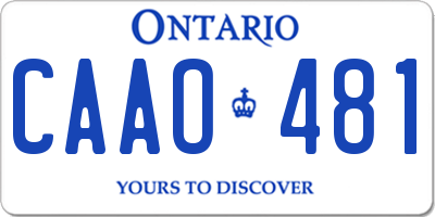 ON license plate CAAO481