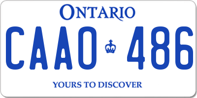 ON license plate CAAO486