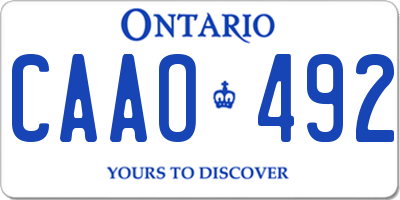 ON license plate CAAO492