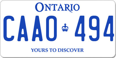 ON license plate CAAO494