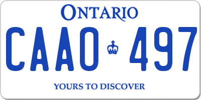 ON license plate CAAO497