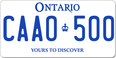 ON license plate CAAO500