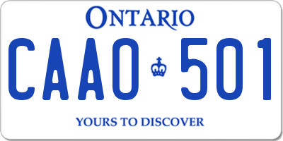 ON license plate CAAO501