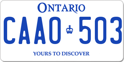 ON license plate CAAO503