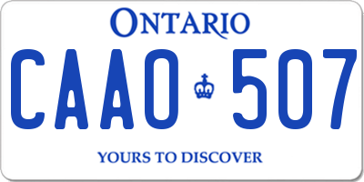 ON license plate CAAO507