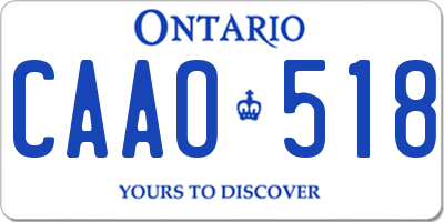 ON license plate CAAO518