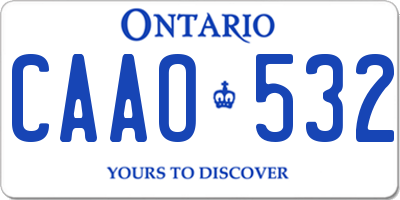 ON license plate CAAO532