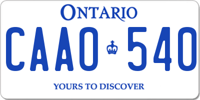 ON license plate CAAO540