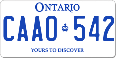 ON license plate CAAO542