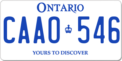 ON license plate CAAO546