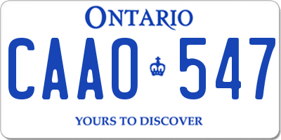 ON license plate CAAO547