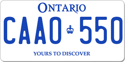 ON license plate CAAO550