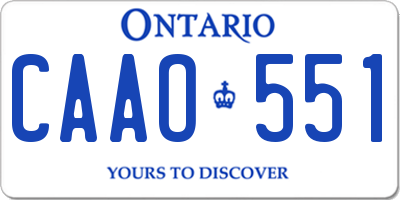 ON license plate CAAO551