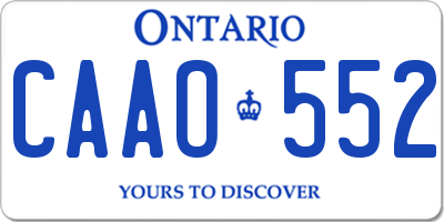 ON license plate CAAO552