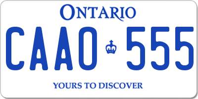 ON license plate CAAO555