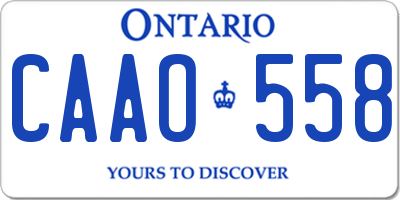 ON license plate CAAO558