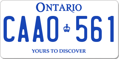 ON license plate CAAO561