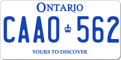 ON license plate CAAO562