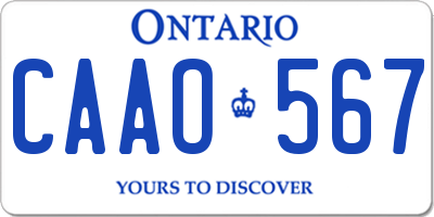 ON license plate CAAO567