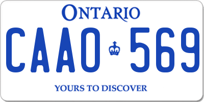 ON license plate CAAO569