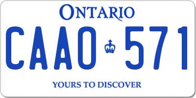 ON license plate CAAO571