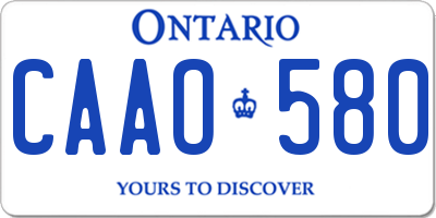 ON license plate CAAO580