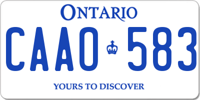 ON license plate CAAO583