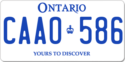 ON license plate CAAO586