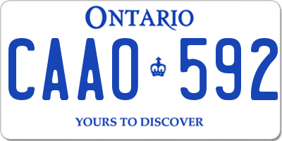 ON license plate CAAO592