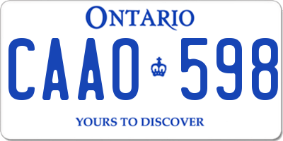 ON license plate CAAO598