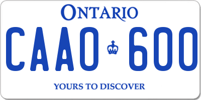 ON license plate CAAO600