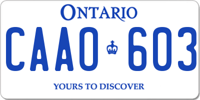 ON license plate CAAO603