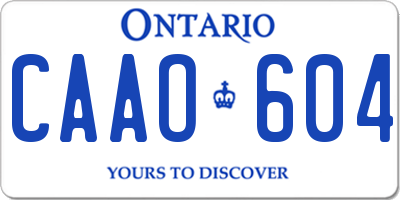 ON license plate CAAO604