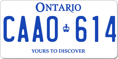 ON license plate CAAO614