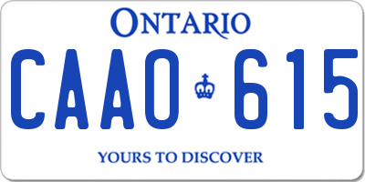 ON license plate CAAO615