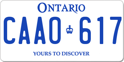 ON license plate CAAO617