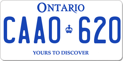 ON license plate CAAO620