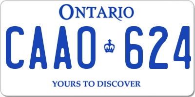 ON license plate CAAO624