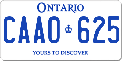 ON license plate CAAO625