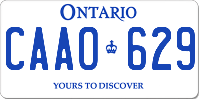 ON license plate CAAO629