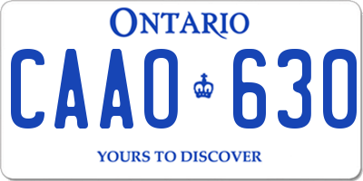 ON license plate CAAO630