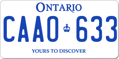 ON license plate CAAO633