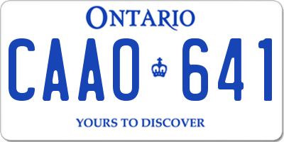 ON license plate CAAO641