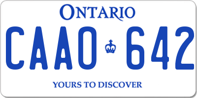 ON license plate CAAO642